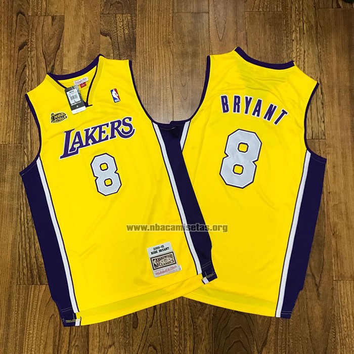 Camiseta Los Angeles Lakers Kobe Bryant NO 8 Icon 1999-00 Finals Bound Amarillo